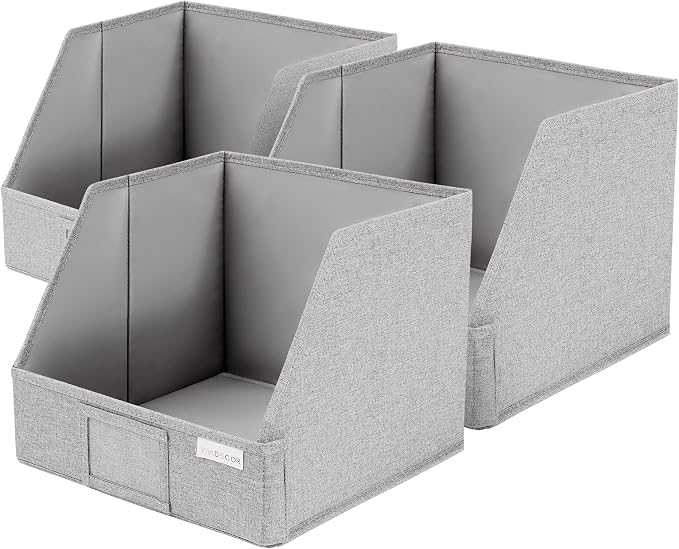 VIVIDECOR Trapezoid Closet Shelf Organizer, Baskets for Organizing, Storage Baskets for Shelves, Cubbies Storage Bins for Clothes, 3 Pack, Light Gray