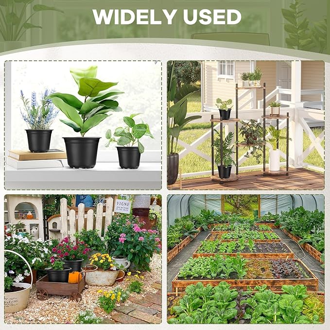 3 Inch Nursery Pots, 50 Packs Plastic Plant Pot with Drainage Hole, Seedling Starter Pots for Succulents (3 Inch)