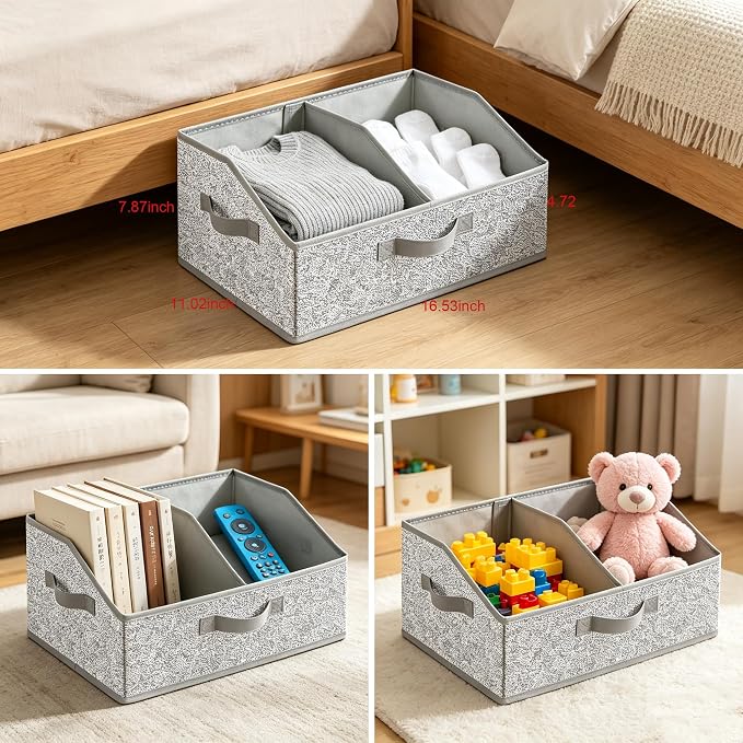 Trapezoid Storage Bins,Closet Storage Box for Bras, Socks, Lingerie, for Clothes,Purse, Blanket Foldable Storage Baskets