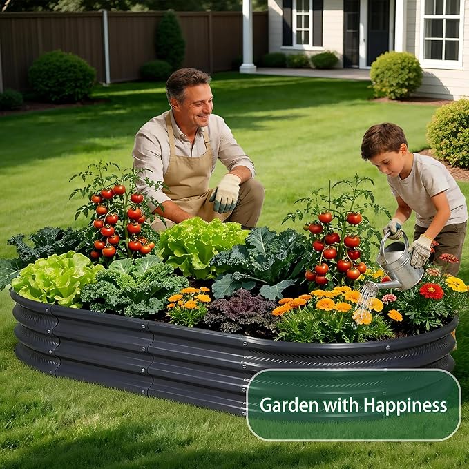 Gartist 8×4×1 ft Large Gray Raised Garden Bed Planter, Easy Assembly Metal Garden Bed Outdoor for Vegetables, Flowers & Herbs