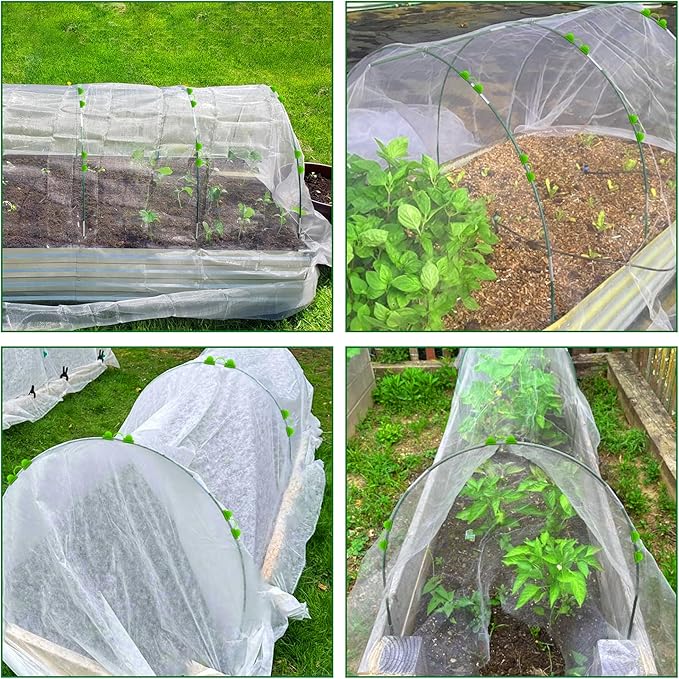 FOTMISHU Garden Hoops for Raised Beds Row Cover,6 Sets 5.6ft Grow Tunnel,Rust-Free Fiberglass Greenhouse Support Hoops Frame for Garden Mesh Netting, Outdoors Plant Growth -24PCS