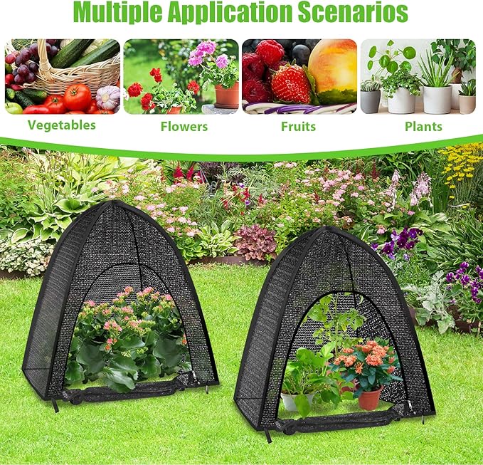 2 Pack Plant Shade Tent, Plant Shades for Outdoor Plants, UV Resisitant 80% Sunblock Shade for Plants Sun Protection, Plant Shade Cover for Flower Potted Plants (28x28x33Inch)