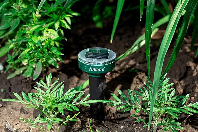 Gopher Repellent Ultrasonic Solar Powered - Mole Repellent Stakes Outdoor Pet Safe - Groundhog Repeller Snake Rodent Gopher Spikes Chaser - Sonic Mole Deterrent Devices (2)