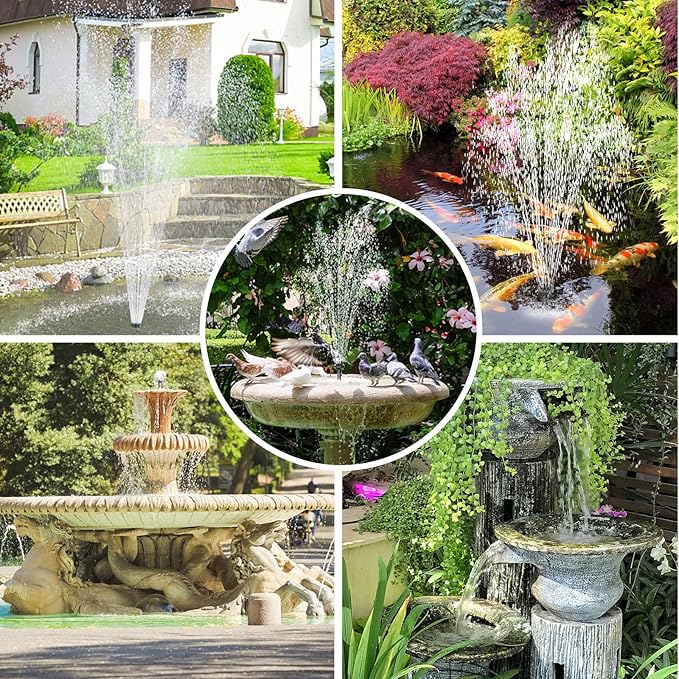 Solar Pond Pump, 25W Solar Fountain Pump with 450GPH Flow & 4 Spray Styles, 16.5Ft Extendable Power Cord, Debris Barrier Bag for Outdoor Fountain, Ponds, Fish Tank, Waterfall, Garden Water Features