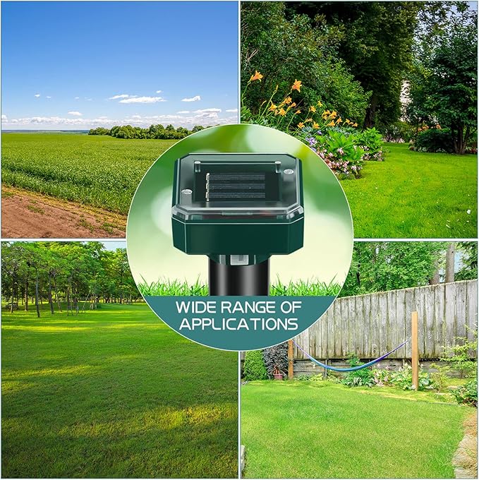 Mole Repellent for Lawns Solar Powered Mole Repeller Ultrasonic Gopher Repellent Waterproof Outdoor Snake Stakes Spikes for Yard Garden Gophers Groundhogs Voles Rodent (12, Small)