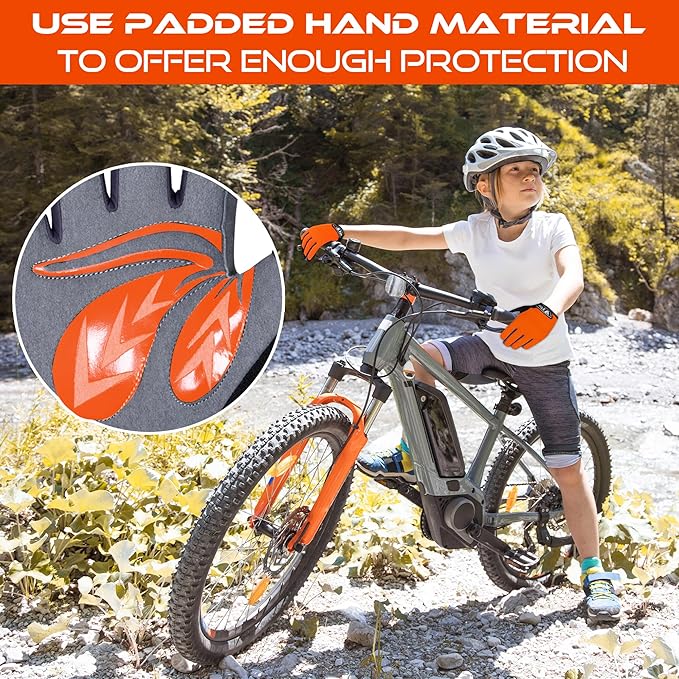 WFX Cycling Gloves Toddler Mountain Bike Handlebar Grips Gel Padding Full Finger Baseball Glove Workout Football Gloves Youth Boys 6-12 Kids Gardening Gloves MTB Gloves