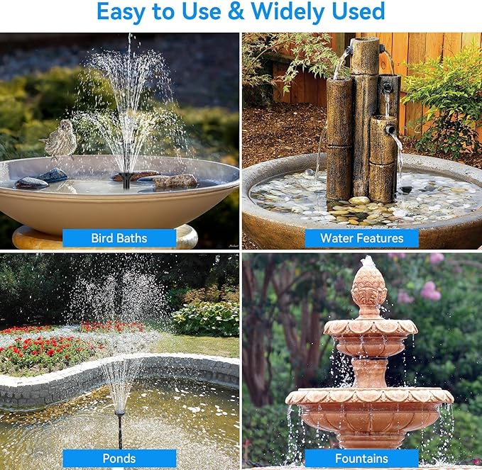 POPOSOAP Solar Pond Filter with Fountain Pump Kit, 8W Solar Water Fountain Pump, Solar Pond Pump for Outdoor Pond BirdBath Fountain Waterfall DIY Water Feature-P3081