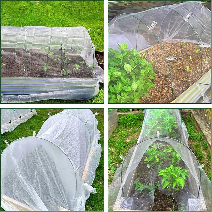 FOTMISHU Garden Hoops for Raised Beds Row Cover,6 Sets 8.4ft Grow Tunnel,Rust-Free Fiberglass Greenhouse Support Hoops Frame for Garden Mesh Netting, Outdoors Plant Growth -36PCS
