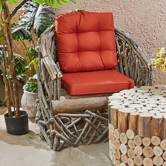 JMGBird Outdoor Chair Cushions Set - 19"x19" Deep Seat & Back Cushions, Water-Resistant Tufted Pillows for Patio Furniture