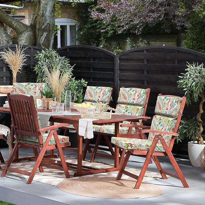 DYTXIII Outdoor High Back Chair Cushions Set of 2, 44"x22" Water Repellent Patio Seat Cushions with Elastic Sponge, All Weather Chair Pads for Rocking, Dining Chairs, Patio Furniture - Pretty Paisley