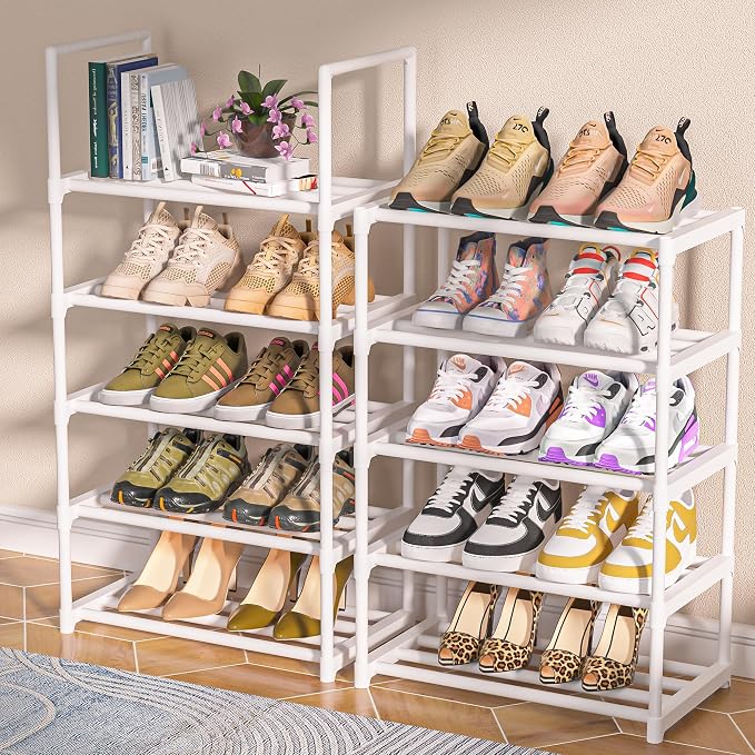 OYREL Shoe Rack, Sturdy Metal Space Saving Stackable Shoes Organizer
