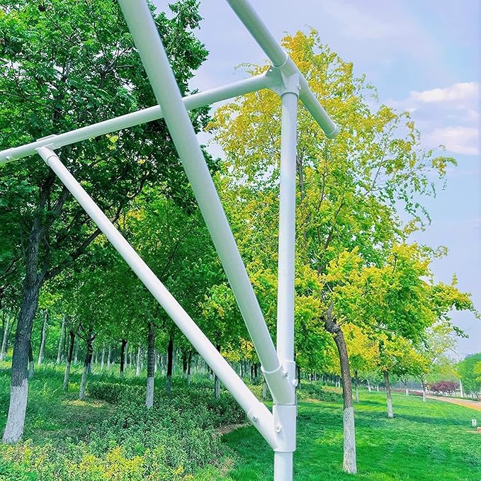 79'' L x 59'' W x 79'' H Grape Vine Support Arch Arbor Arbour Gazebo Trellis Rack Pergola Plastic-coated Metal Climbing Cane Frame For Vineyard Outdoor Patio Lawn Yard Garden Decoration White