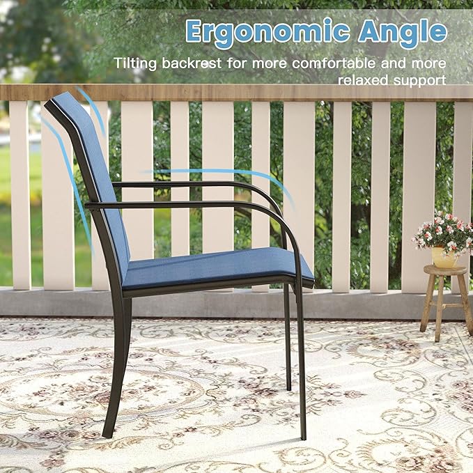 DIFY Patio Dining Chairs Set of 6, Stackable Outdoor Metal Chairs for Garden, Porch and Lawn, Blue
