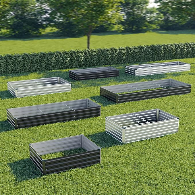 zunatu 6x1.5x1 ft(2 Pack) Galvanized Raised Garden Bed,Outdoor Planter Box Metal Patio Kit Planting Bed for Vegetables Flowers and Succulents,Black