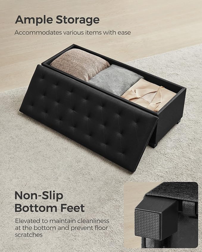 SONGMICS Storage Ottoman Bench, Foot Rest with Legs, Load up to 661.4 lb