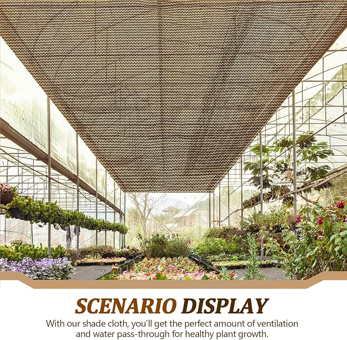 6.5X 50 ft Shade Cloth Roll for Covering Garden 95% Mesh UV Resistant Net with Ties for Patio Outdoor Greenhouse Fence Flower Plant Cover Canopy,Brown