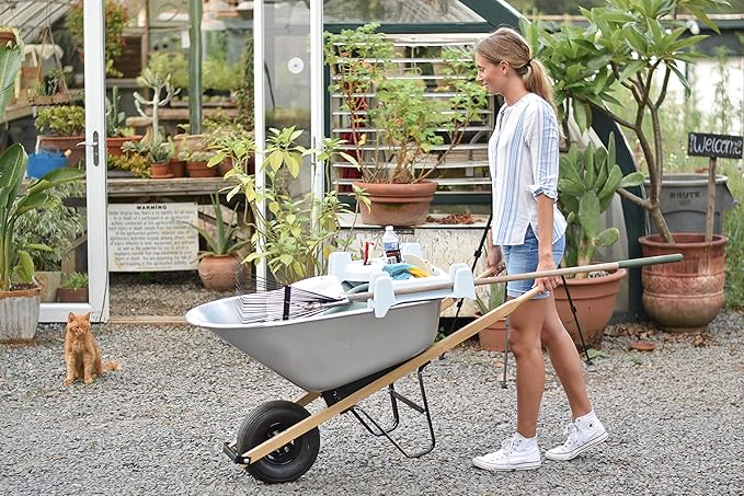 The Burro Buddy, USA Made Lawn/Garden Tray for All 4-6 cu. ft. wheelbarrows. Holds rake, Shovel, Short Handle Tools, Drinks & Water Tight Storage for Phone. Wheelbarrow not Included. Great Gift!