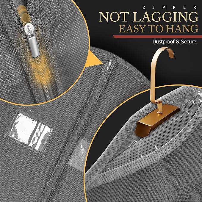 Hleelomi 10 Pack 40-in Garment Bag for Hanging Clothes Suit Bag Gray