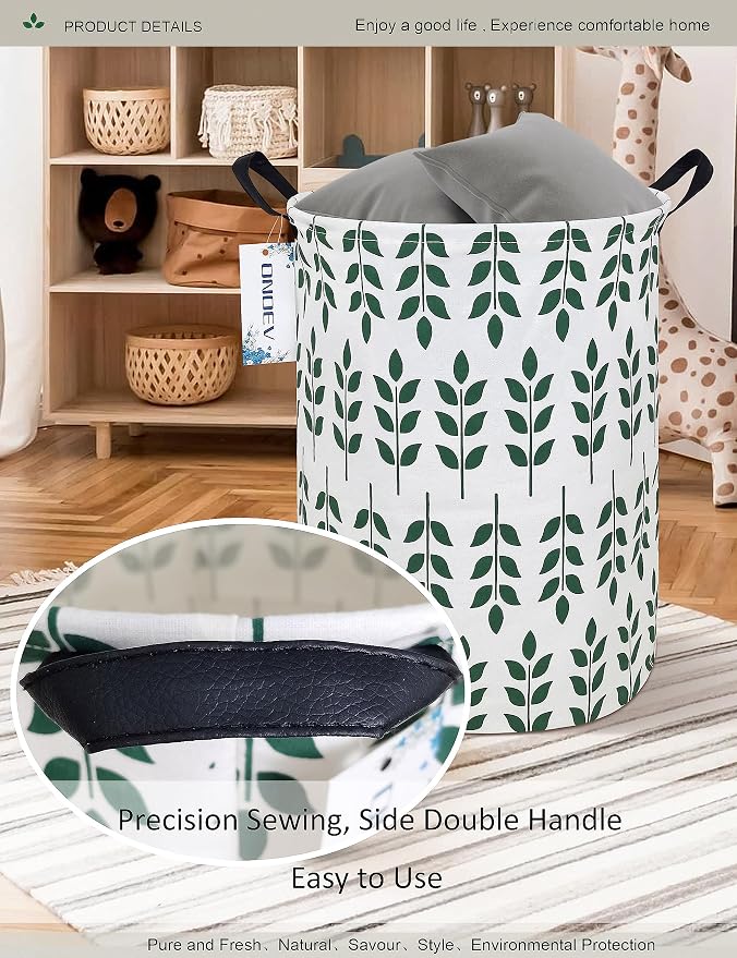 Round Leaf Laundry Hamper, Household Storage Bin