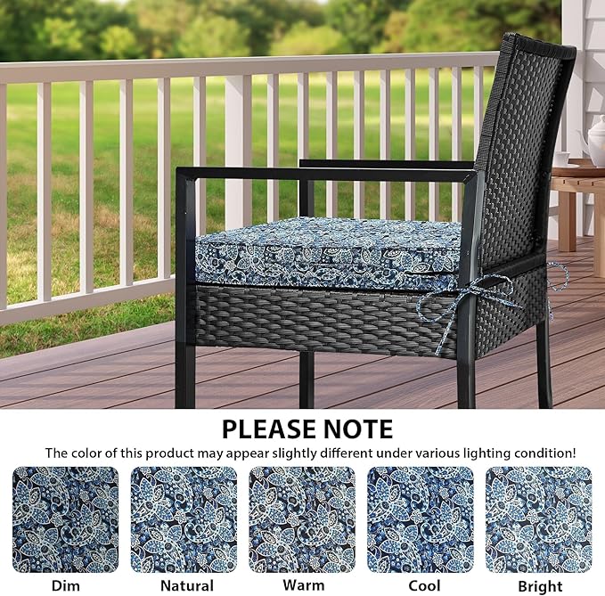 IPYNBAP Outdoor Chair Cushions Set of 4,Waterproof Outdoor Seat Cushions for Patio Furniture,Patio Chair Cushion with Handle and Ties, Out Door Chair Pads,19" x 19" x 3", Green Paisley