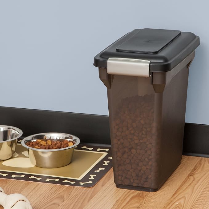IRIS USA Dog Food Storage Container, Up to 13 lbs, Smoke, Made in USA