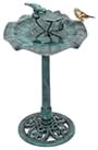 Athena Collection 35'' Height Bird Bath Vintage Pedestal Birdbath 5L Water Bird Fountain Polypropylene Lotus Accents Bird Bath Bowl Outdoor Decor 2 Tier Birdbath for Outside, Patio, Garden, Green