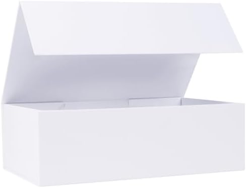 LFBOX White Gift Box with Magnetic Lids 1 Pack | Large Bridesmaid Groomsman Proposal Boxes,13.8x8.3x4.4 in, Collapsible Rectangle Storage Box