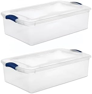 Under Bed Storage Bins, 2-Pack, 32qt Clear Plastic Stackable Totes
