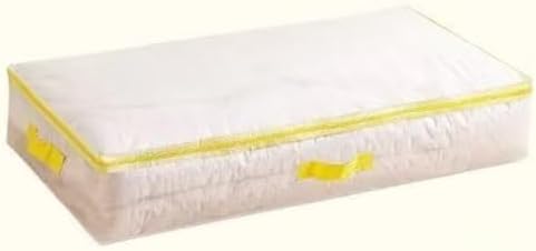 Clear Underbed Storage Bags,Foldable PVC Mesh Clothes Storage Bags with Zipper for Bedding,Blankets,Clothes,Toys,Transparent Underbed Organisation (Yellow,39.4x14.2x7.1 in)