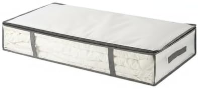 Under Bed Storage Bag with Clear Window, Gray Nylon Organizer for Seasonal Clothes and Bedding, Low-Profile Design (1 PC)