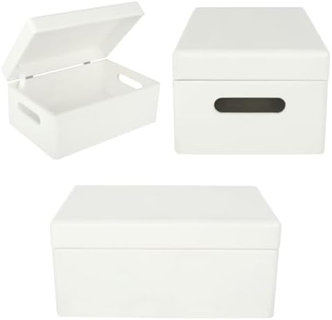 Creative Deco Large White Wooden Box Storage with Hinged Lid