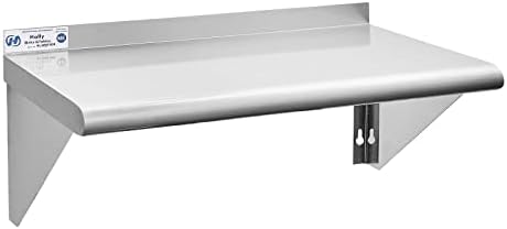 Hally Stainless Steel Shelf 12"x24" NSF Commercial Wall Mount Rack Shelving | 230LB, Metal Wall Shelves, Kitchen Racks & Shelves, Floating Shelving, Heavy Duty, for Restaurant, Kitchen, Home & Hotel