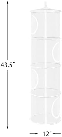 Hanging Stuffed Animal Storage Hammock Net 4 Tiers, White