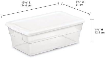 STERILITE 6-Quart Storage Bin Shoe Box - Clear (4)