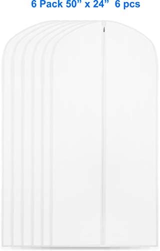 Simple Houseware 50-Inch Clear Garment Bags with Zipper, 6 Pack