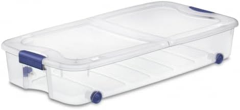 66 Qt Underbed Storage Bin with Wheels, 39.5x20.25x7 Blanket Organizer Box