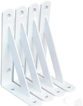 4 Pack L5 x H 3" White Heavy Duty Shelf Brackets with Screws Metal Shelf Brackets Shelf Support Angle Brackets for Shelves L Brackets Heavy Duty Floating Shelf