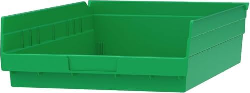 Akro-Mils 30178 Heavy Duty Plastic Shelf Bins, 18"x 11"x 4", Green, 12-Pk