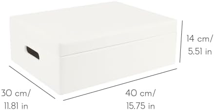 Creative Deco XL White Wooden Box Storage with Hinged Lid