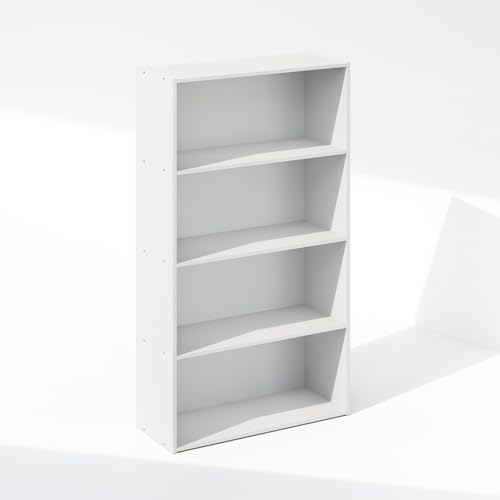 Furinno Reed Closet Organizers and Storage, 4-Tier Closet Organizer, Open Shelf Closet Storage, for Wardrobe, Bedroom, Living Room, White
