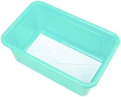 Storex Small Cubby Bins – Plastic Storage Containers for Classroom with Non-Snap Lid, 12.2 x 7.8 x 5.1 inches, Teal, (62412U05C) (Pack of 5)