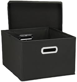 Household Essentials Fabric Storage Boxes with Lids and Handles, Black