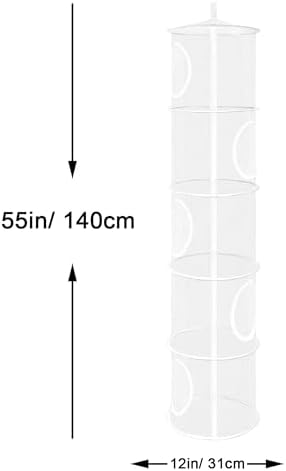 2Pcs Hanging Stuffed Animal Storage Hammock Net 5 Tiers, White