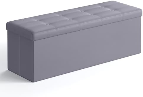 SONGMICS Storage Ottoman Bench, 43.3 Inches Folding Foot Rest Stool