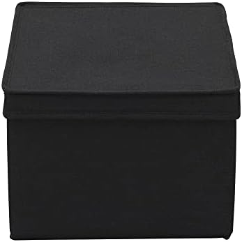 Household Essentials Large Fabric Storage Box With Lid Box, Black, Set of 2