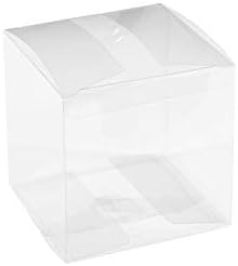 Hammont Clear PET Plastic Storage Boxes - Transparent Gift Boxes, Empty Containers Packing Box for Party Favors Ideal for Cookies, Ornament, Gifts, Wedding, Birthday and Parties - 4"x4"x4" (8 Pack)