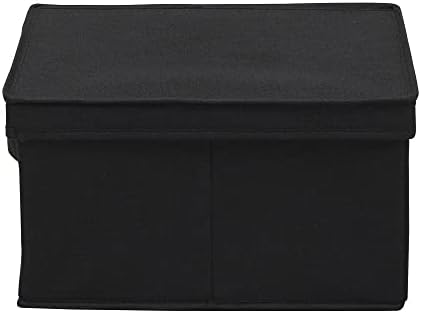 Household Essentials Large Fabric Storage Box With Lid Box, Black, Set of 2