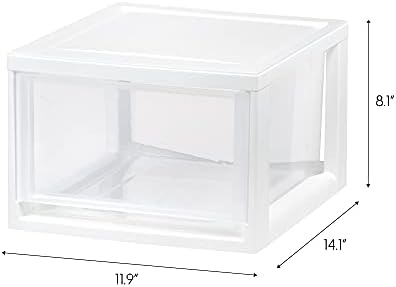 IRIS USA 3-Pack, 14.5 Qt. Stacking Drawer Storage Organizer, White