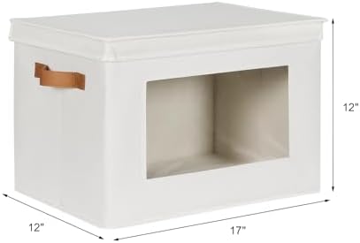 Univivi Fabric Storage Bins with Lids for Clothes 3 Pack, Beige