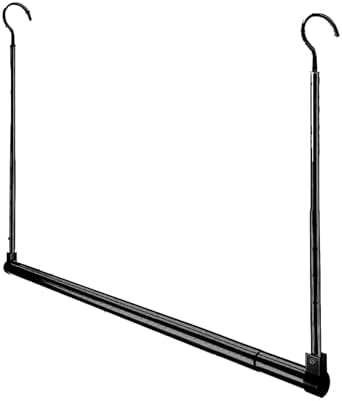 Adjustable Hanging Closet Rod, Extender Hanging Rod, Closet Hanging Organizer, Heavy Duty Closet Bar, Hanging Rod (Black, 1 Pack)